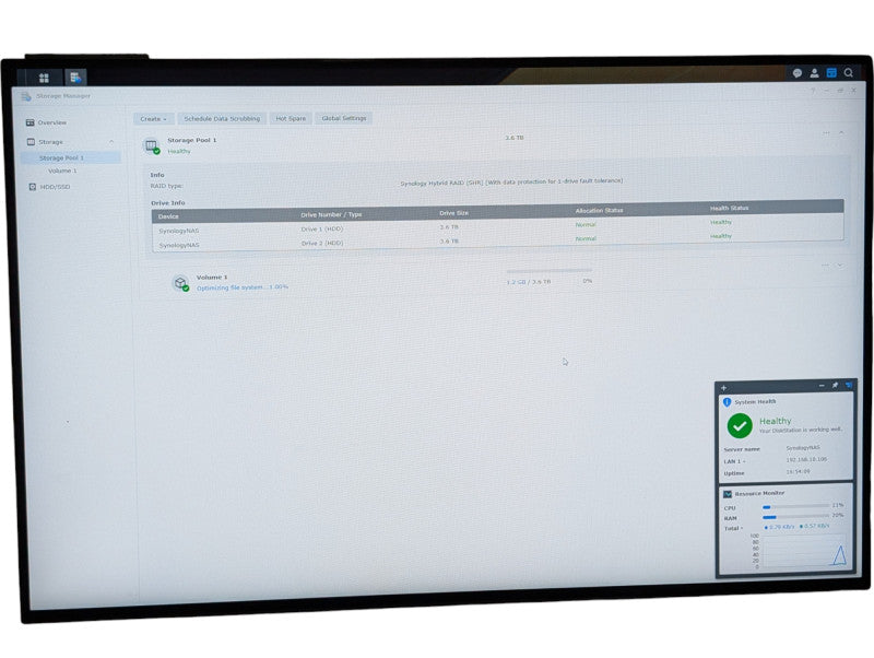Synology DiskStation DS414 4 Bay NAS with 2x 4TB HDDs installed  -