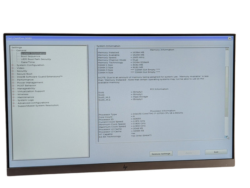 DELL OptiPlex 5080 SFF PC Intel Core i7-10700 16GB RAM & 512GB NVMe  -