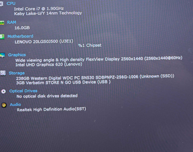 Lenovo ThinkPad X1 Yoga 2K Quad HD TOUCH i7-8650U 16GB RAM 256SGB SSD READ!  Lap200