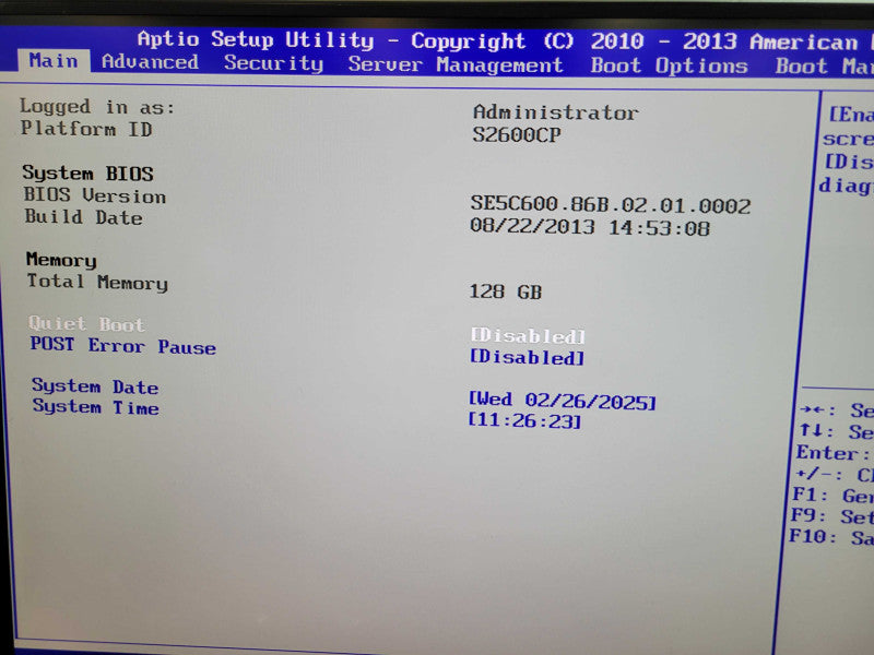 Intel S2600CP Server - 2x Xeon E5-2680 v2 128GB DDR3 MR SAS 9260-8i 2x750W %