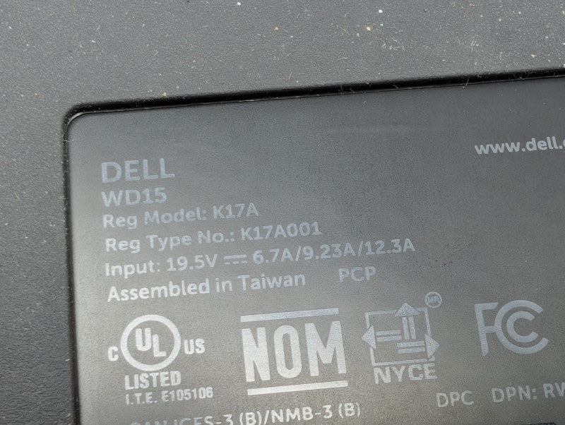 DELL Universal USB-C Dock Docking Station WD15 K17A  Q-
