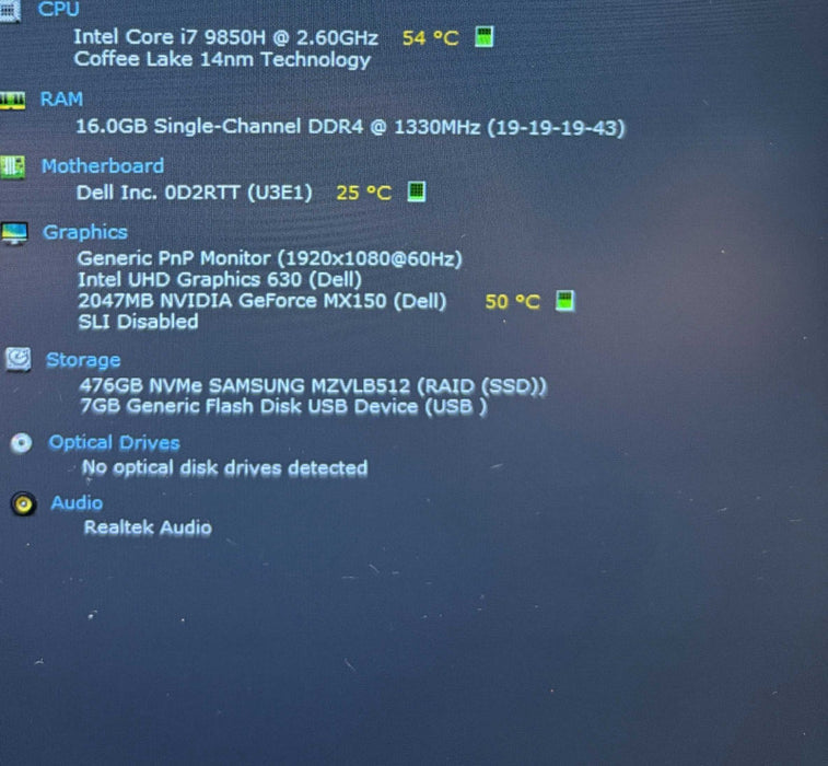 Dell Latitude 5401 i7-9850H@2.6GHz GeForce MX150 2GB GPU 16GB 512SSD READ!   Lap200