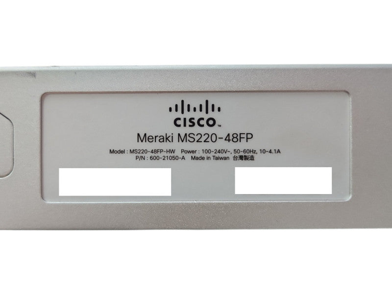 Cisco Meraki MS220-48FP 48-Port Cloud Managed PoE Gigabit Switch Unclaimed