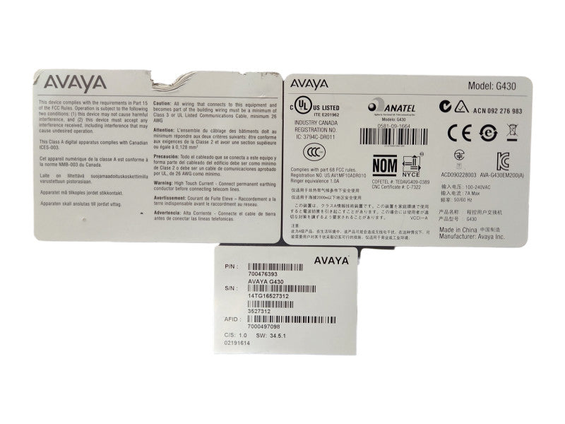 Avaya G430 Media Gateway w/ Modules: S8300, MM710B, MM711, READ