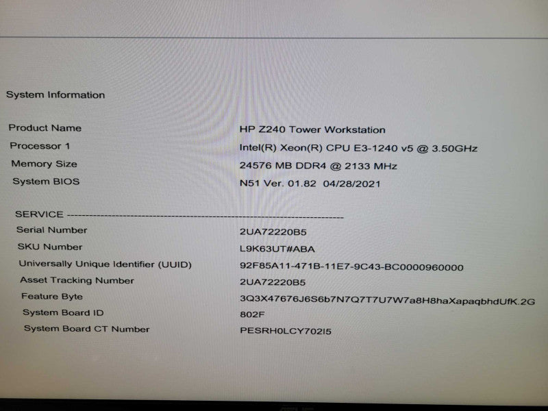 HP Z240 Workstation - Intel Xeon E3-1240 v5 24GB DDR4 QUADRO K2200 400W PS %