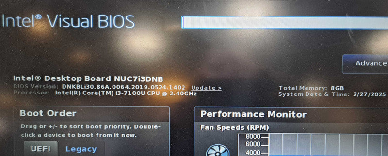 Intel NUC NUC7i3DNH1E Intel Core i3-7100U CPU| 8GB RAM| NO HD