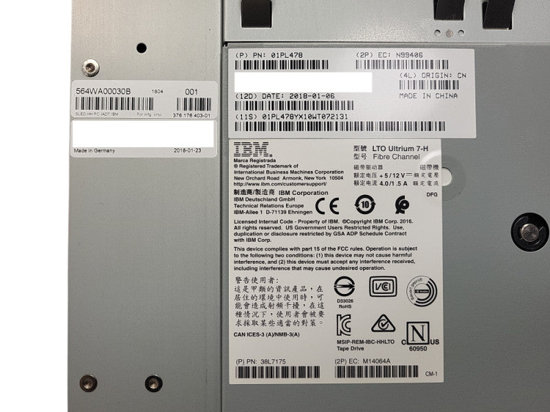 IBM 00VJ950 LTO-7 HH FC 8Gb Tape Drive with Caddy for TS4300 Q$