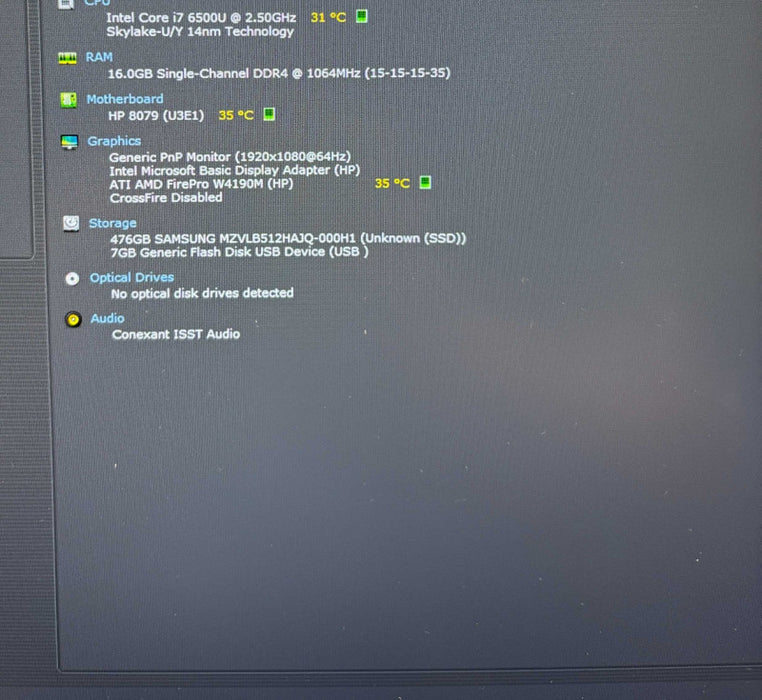 HP ZBook 15u G3 i7-6500U@2.5GHz AMD FirePro W419M 16GB RAM 512GB SSD  Lap200