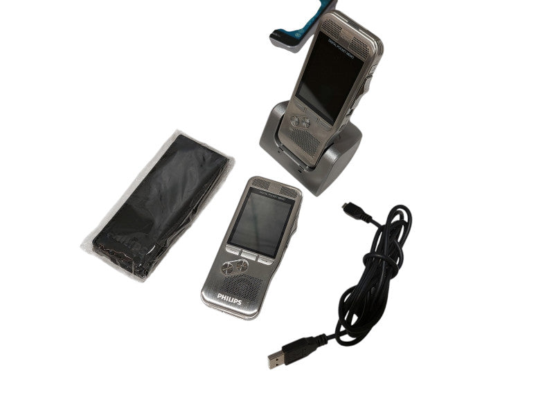 2-Phillips Digital Pocket Memo 3DMIC Digital Speech Recorders With Dock  =