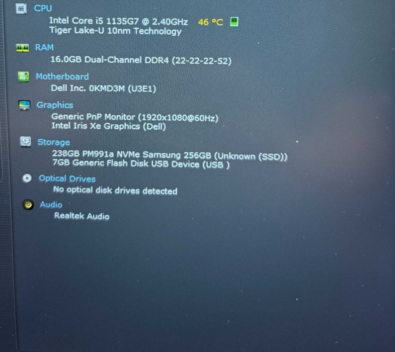 Dell Latitude 3420 i5-1135G7@2.4GHz 16GB DDR4 RAM 256GB SSD READ Q Lap200