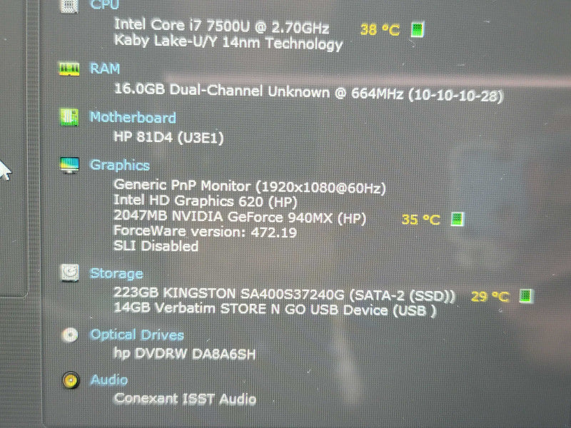 HP Envy 17" Touch Screen i7 7500U 16GB DDR4 940MX 256GB SSD READ β BudLap