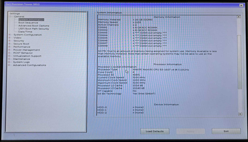 Dell Precision T5810 | Xeon E5-1607 v4 @3.10GHz, 16GB DDR4, No GPU/HDD