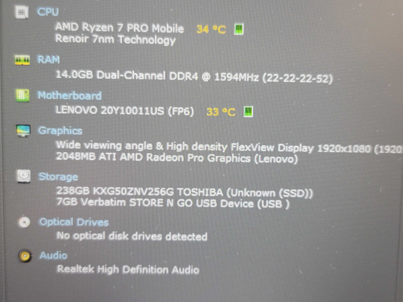 Lenovo ThinkPad P14s Ryzen 7 4750U 16GB DDR4 256GB SSD  β Lap200