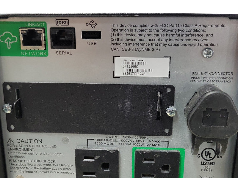 APC SMT1500C Smart-UPS 1500VA 120V Uninterruptible Power Supply No Battery _
