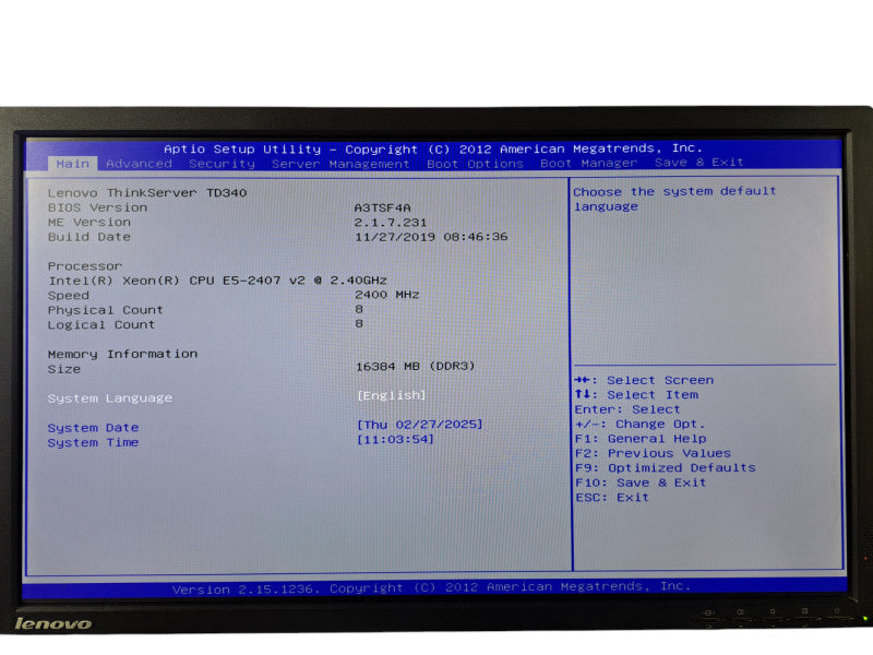 Lenovo ThinkServer TD340 | 2x Xeon E5-2407 v2 @2.40GHz, 16GB DDR3, 9240-8i