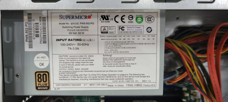 SuperMicro X11SSL-F Xeon E3-1240v5 3.5GHz 8GB RAM 500Watt PSU, 2.5" _