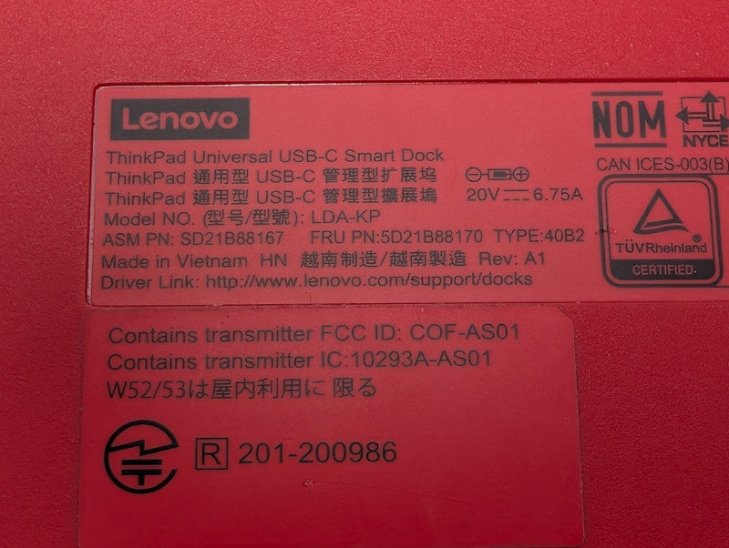 Lenovo ThinkPad Universal USB-C Smart Cloud Connected Dock  Q-