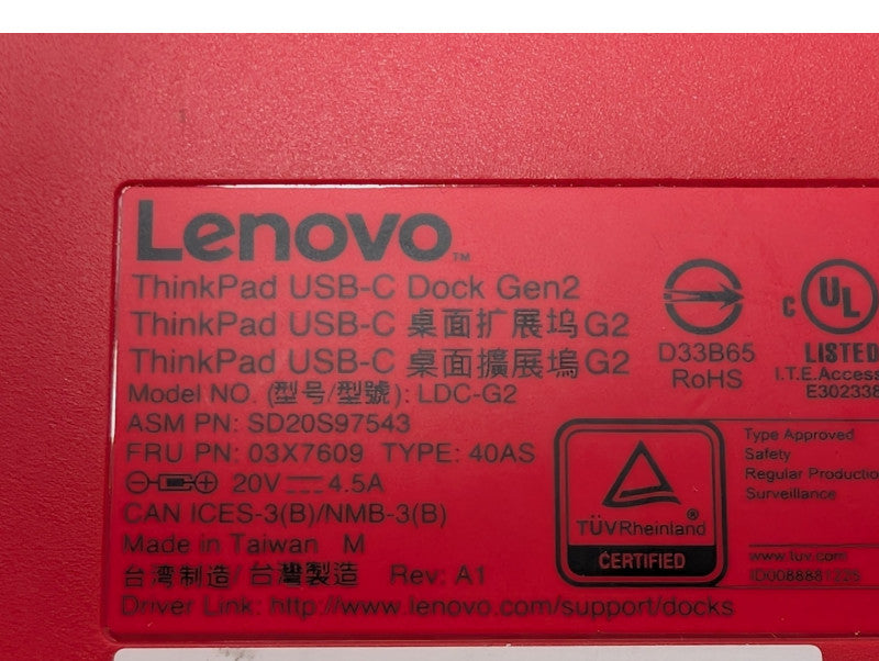Lenovo ThinkPad Universal USB-C Dock Gen 2 40AS Docking Station  Q-