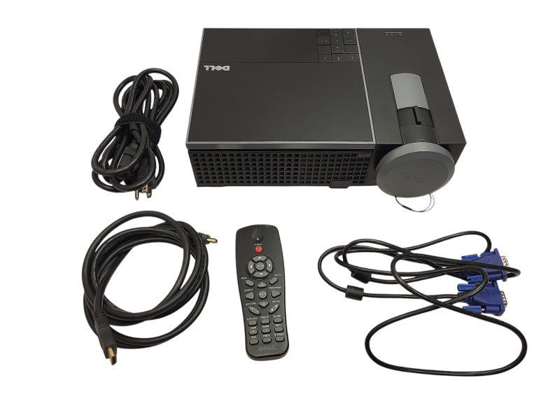 Dell 1610HD Wide DLP 3500 Lumen HDMI Projector W/ Remote and Cables 79hr $