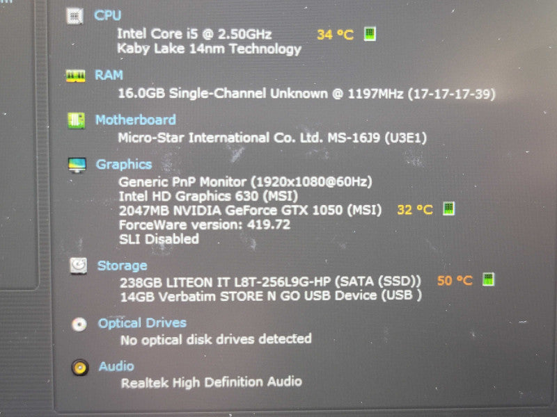 MSI GL62M 7RD i5 7300HQ 16GB DDR4 256GB SSD PLEASE READ  β BudLap