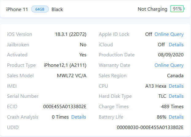 Apple iPhone 11 - 64GB - Black [A2111 | Read] (
