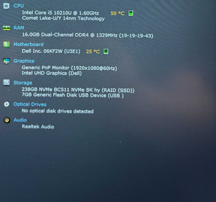 Dell Latitude 5410 i5-10210U@1.6GHz 16GB DDR4 RAM 256GB SSD  Lap200