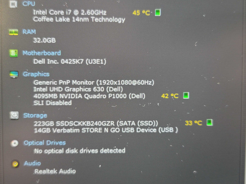 Dell Precision 7530 i7 8850H 32GB DDR4 Quadro T1000 256GB SSD  β Lap200