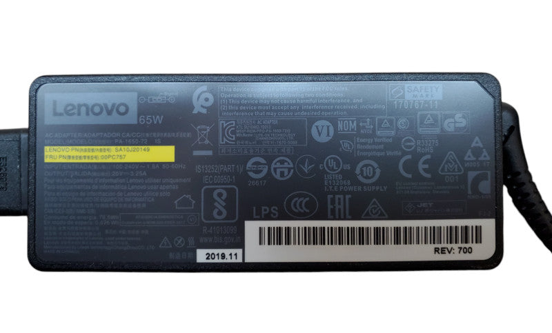 Genuine Lenovo Yellow Tip Laptop/USFF Desktop Adapter 65W |20V|3.25A Q