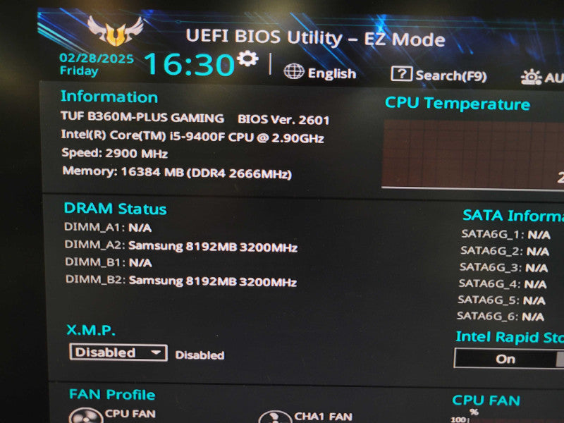 Intel Core i5-9400F ASUS TUF B360M-PLUS Gaming 16GB DDR4 256GB NVMe + I/O %