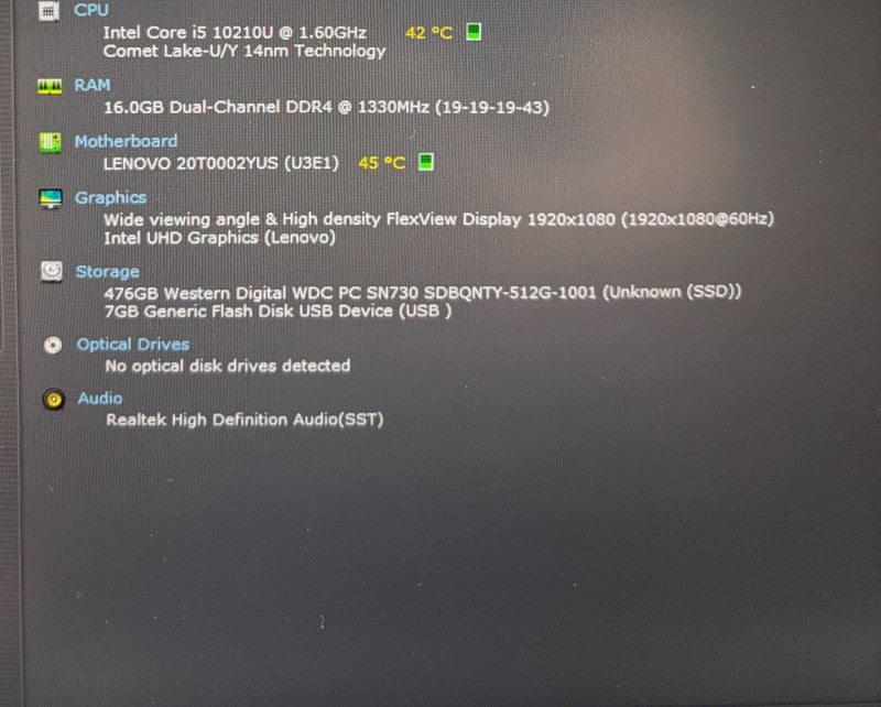Lenovo ThinkPad T14s Core i5-10210U@1.6GHz 16GB RAM 256GB SSD  Lap200