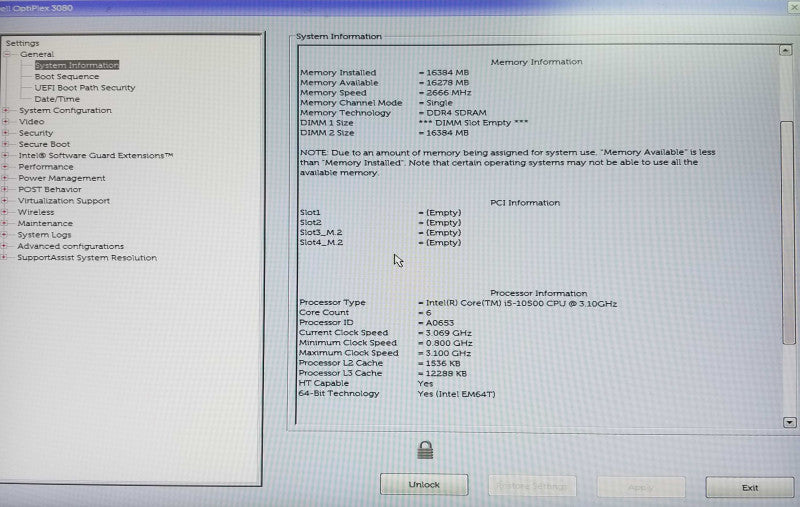 Dell OptiPlex 3080 SFF Intel i5-10500 CPU 3.10 GHz 16GB RAM - NO HDD Q