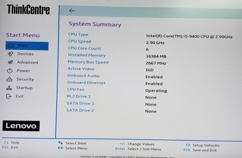 Lenovo ThinkCentre M720e SFF Intel i5-9400 CPU 2.90GHz 16GB RAM - NO HDD