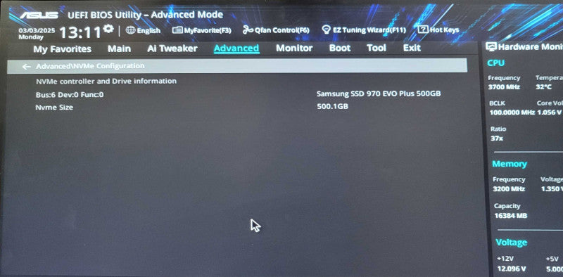 Custom/Asus Tower PC, Core I7-8700K 3.70GHz, 16GB DDR4, 500GB NvME _