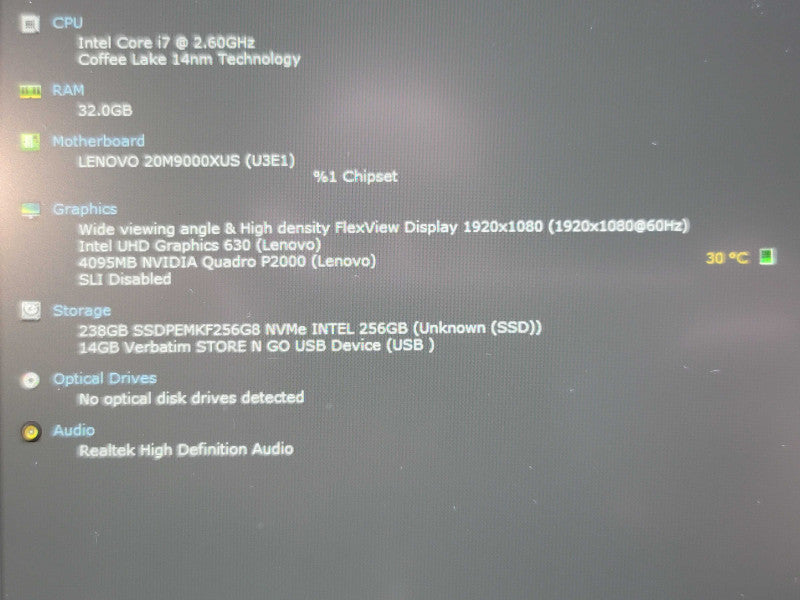 Lenovo ThinkPad P52 i7 8750H 32GB DDR4 Quadro P2000 256GB SSD  Qβ Lap200