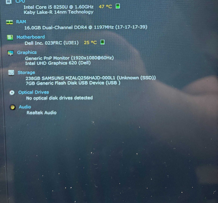 Dell Inspiron 7573 TOUCH Core i5-8250U@1.6GHz 16GB RAM 256GB SSD  Lap200