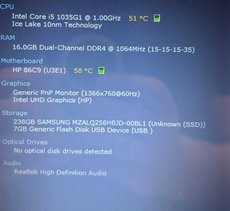 HP Laptop 15 Core i5-1035G1@1GHz 16GB DR4 RAM 256GB SSD READ  Lap200