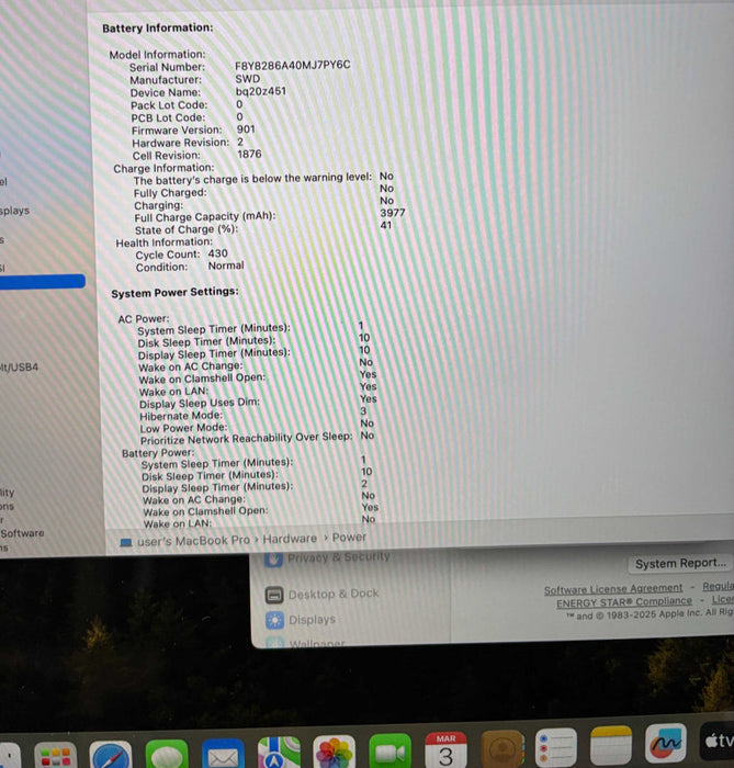 Apple MacBook Pro 2018 13" Touch Bar i5-8259U 8GB 256SSD No Power Adapter