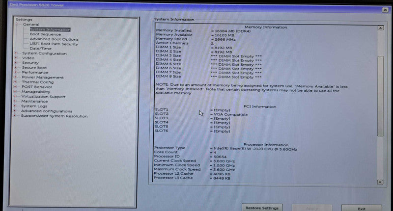 Dell Precision 5820 | Xeon W-2123 @3.60GHz, 16GB DDR4, NVS 310, 425W PSU Q