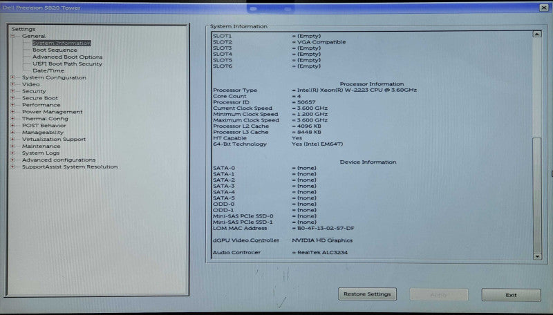 Dell Precision 5820 Tower, Xeon W-2223 3.60GHz 4C, 16GB DDR4, P400 Q