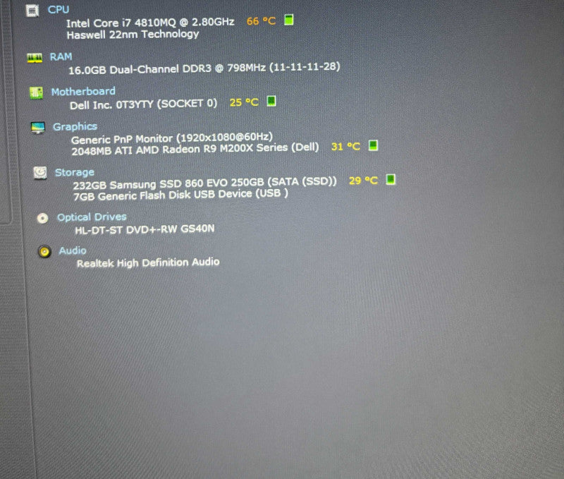 Dell Precision M4800 i7-4810MQ@2.8GHz Radeon R9 M200X 2GB GPU 16GB 256SSD  Lap200