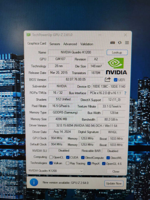 NVIDIA Quadro K1200 | 4GB GDDR5 Low Profile Graphics Card | 4x MiniDP !