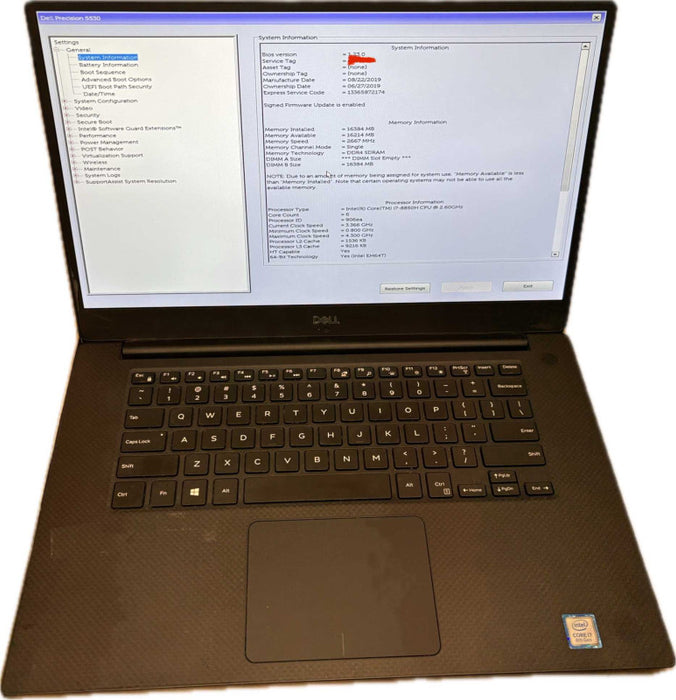 Dell Precision 5530 i7-8850H 8GB RAM No Battery For Parts/Rep[air READ! Q Lap200