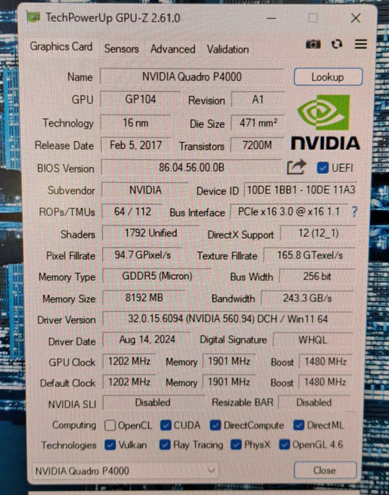 NVIDIA Quadro P4000 | 8GB GDDR5 PCIe Professional Graphics Card | 4x DP