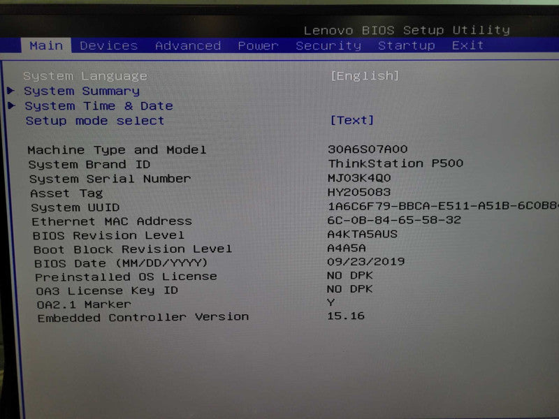 Lenovo P500 - Xeon E5-1650 v3 24GB DDR4 NO HDD Quadro K2200 490W PSU %