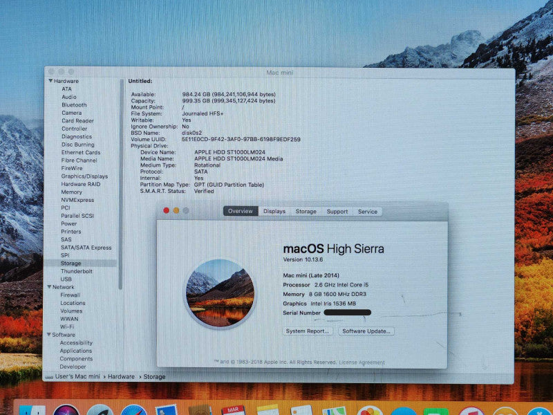 Apple Mac Mini Late 2014, A1347, i5-4278U 2.6GHz, 8GB DDR3, 1TB HDD