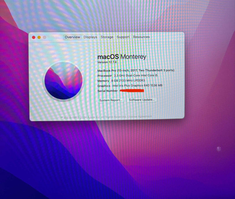 Apple MacBook Pro 13" 2017 Core i5 8GB 256SSD Batt. Service Recommended