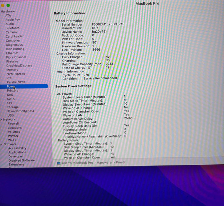Apple MacBook Pro 13" 2017 Core i5 8GB 256SSD Batt. Service Recommended