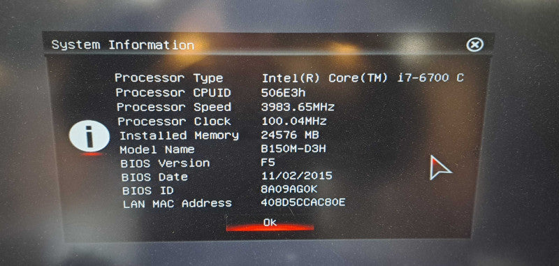 Custom PC i7-6700 CPU| 24GB RAM|No HD| B150M-D3H| GT730 GPU