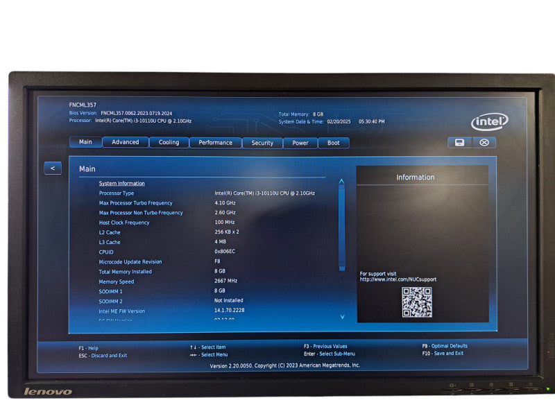 Intel NUC10FNK Mini PC | i3-10110U @2.10GHz, 8GB DDR4, No HDD/OS