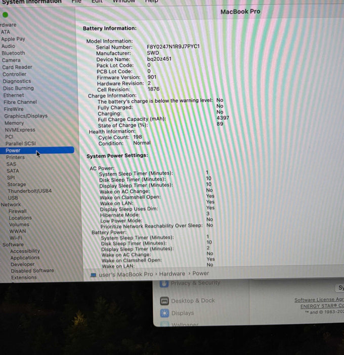 Apple MacBook Pro 13" 2018 Touch Bar i5-8259U 16GB 256SSD No Power Adapter  Lap200